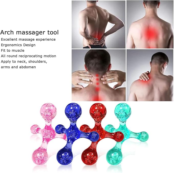 Manual Trigger Point Massage Tool, 2 Pcs 4 Knob Massager Deep Tissue Manual Massager Pressure Point Palm Massage Tool Handheld Back Massagers for Muscle Pain Stress Relief (Blue)