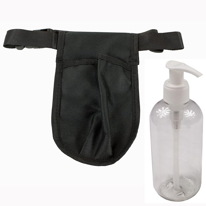 10 Pack Rapport Single Massage Bottle Holster with 8 Ounce Clear Bottle & Pump for Lotions and Oils. - The Essential Accessory for Massage Therapy Practitioners by Body Linen (Black)