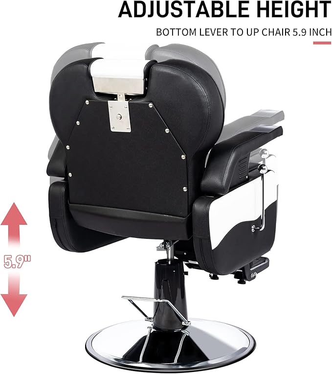 OmySalon Classic Barber Chair Reclining Hair Salon Stylist Chair All Purpose, Heavy Duty Hydraulic Pump, Adjustable Headrest, Tattoo Barbershop Beauty Spa Equipment