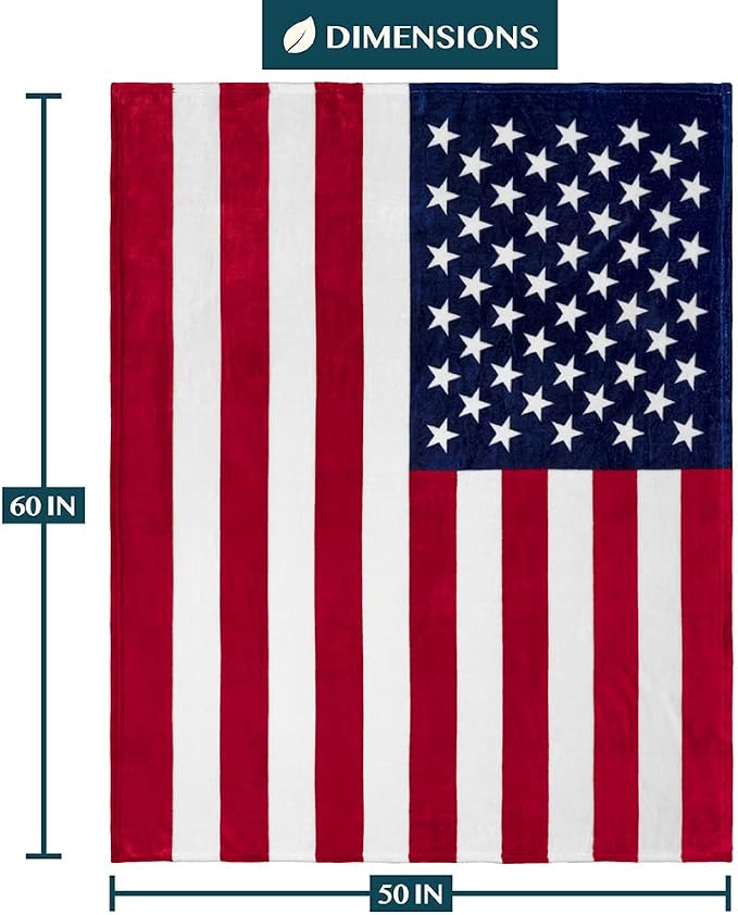 PAVILIA Patriotic Blanket - American National Flag Throw Blanket for Sofa Couch Bed, Soft Microfiber Fleece Reversible, USA Military Veteran July 4th Gift - 50 x 60 Inches
