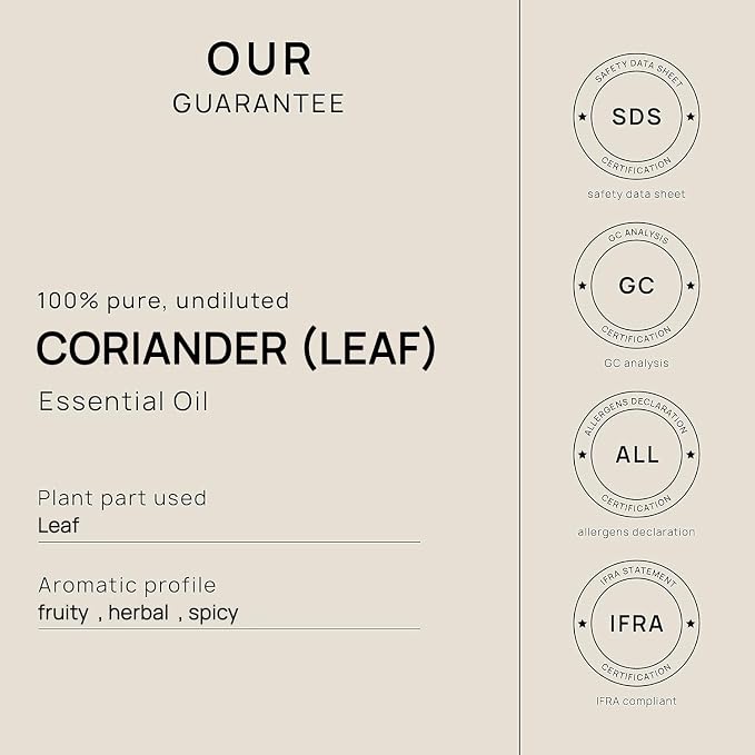 VINEVIDA Coriander (Leaf) Essential Oil - Gallon Coriander (Leaf) Oil Undiluted - Bulk Gallon Essential Oil for Soap Making
