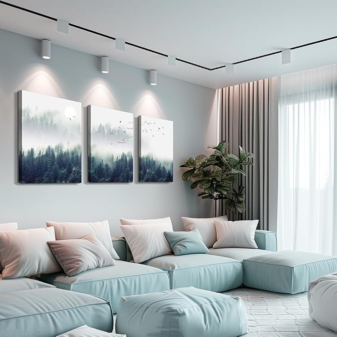 MHARTK66 Canvas Wall Art For Living Room Large Wall Decor For Bedroom Modern Office Wall Decorations Forest Landscape Paintings Farmhouse Pictures Artwork Home Decor Tree Nature 3 Panel Wall Art