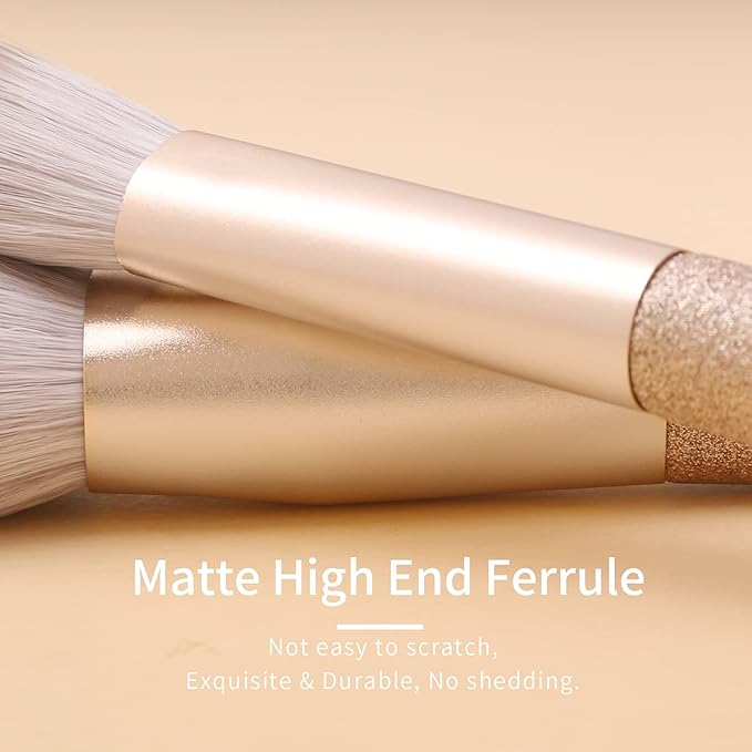 ENZO KEN Natural Hair Makeup Brush Set Professional, Fox Hair Makeup Brushes Set with Case, Glitter Make up Brushes Set Professional, Natural Makeup Brushes, Natural Bristle Makeup Brush - ORRA, White
