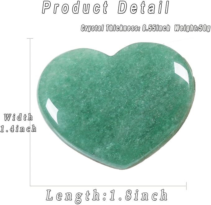 MAIBAOTA 45 mm Green Aventurine Crystals Large Heart Stone Healing Crystals Gifts for Women Natural Reiki Gemstone Polished Heart Shaped Rocks Meditation