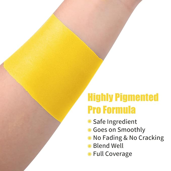 Yellow Face Body Paint Stick,Washable Yellow Eye Black Stick, Non-toxic Full-coverage Cream Face Paint for Halloween SFX Lion Tiger Minions Stage Cosplay Costume Party
