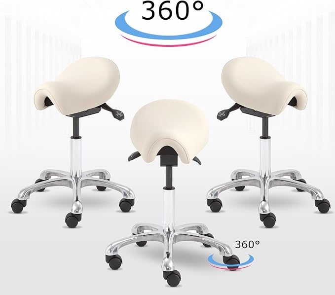 Ergonomic Saddle Chair - Adjustable Saddle Stool for Salon Spa Drafting Tattoo and Lash Tech