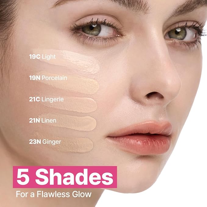 CLIO Kill Cover Mesh Glow Essential Cushion Foundation, Buildable Ultra-Fit Coverage with Glow Finish, Long-Lasting Hydration, Flawless Natural Cover for Radiant Skin, Korean Foundation (23N GINGER)