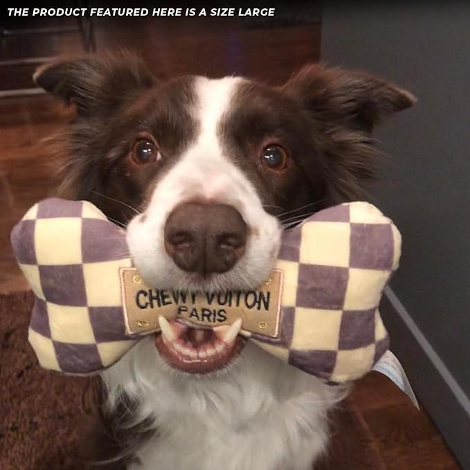 Haute Diggity Dog Chewy Vuiton Bone & Handbag Plush Dog Toy Designer Parody