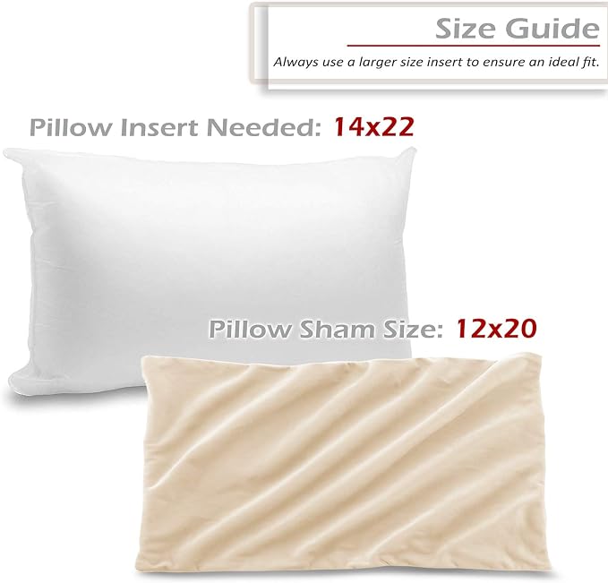 Throw Pillow Inserts Pack of 2 with Velvet Soft Solid Decorative Square Throw Pillow Covers Set for Sofa Couch Car Bedroom, 12X20 Throw Pillows Inserts with 12x18 Washable Cushion Covers, Beige Cream