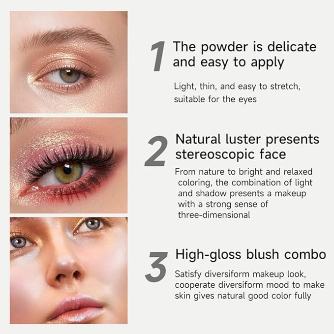 Monochrome Cream Glittle Eyeshadow Palette Makeup, High Pigment Natural Sombras Crema Para Ojos, Glod Shimmer Single Shimmer Eye Shadow for Older Women, Talc, Paraben & Cruelty Free