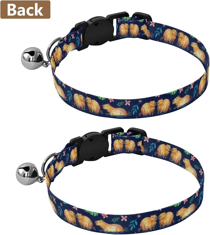 Watercolor Capybaras Easy to Clean Kitten Collars 2 Pack Lightweight Small Dog Collar