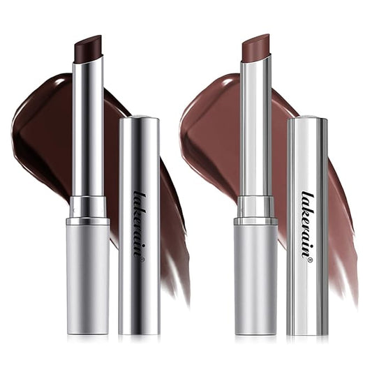 2PCS Honey Lipstick Tinted Lip Balm - Sheer Hydrating Lipstick for All Skin Tones - Moisturizing Lip Color, Nourishing Lip Balm with a Hint of Natural Black Cherry Tint (Black & Nude)