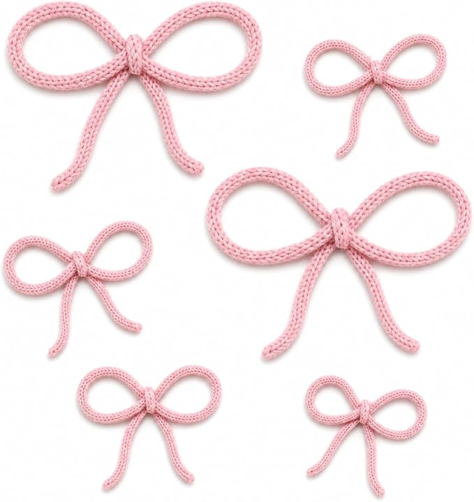 Barydat 6 Pcs Pink Bow Wall Decor Coquette Bow Nursery Decor for Girls Women Back to School Dormitory Decoration Aesthetic Woven Macrame Wall Hanging for Bedroom Classroom Home Dorm Baby Shower