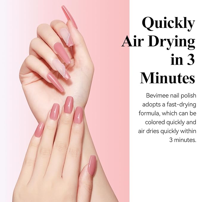 Quick Dry Nail Polish 12ML, Sheer Pink Regular Color Nail Polish Water Based Holographic High Coverage Nail Lacquer Natural Nail Art No Required UV LED for Valentine's Day Gift