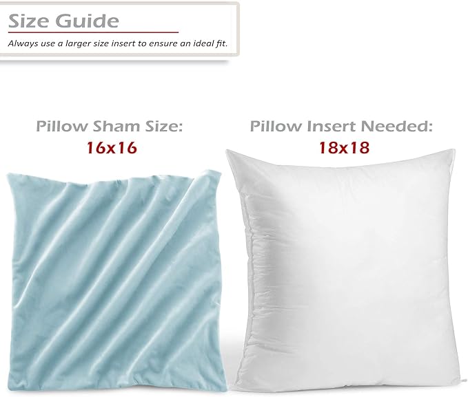 Nestl Throw Pillow Inserts Pack of 2 with Velvet Soft Solid Decorative Square Throw Pillow Covers Set for Sofa Couch Car Bedroom, 18X18 Throw Pillows Inserts with 16x16 Washable Cushion Covers, Aqua