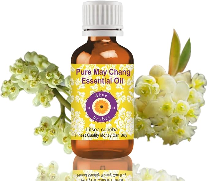 dève herbes May Chang Essential Oil (Litsea cubeba) Pure | Non-Sticky | Non-Greasy | Lightweight | Men & Women | All Skin Types | Steam Distilled 15ml (0.5 oz)