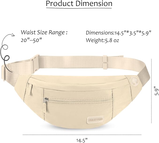 MAXTOP Large Crossbody Fanny Pack with 4-Zipper Pockets,Gifts for Enjoy Sports Festival Workout Traveling Running Casual Hands-Free Wallets Waist Pack Phone Bag Carrying All Phones