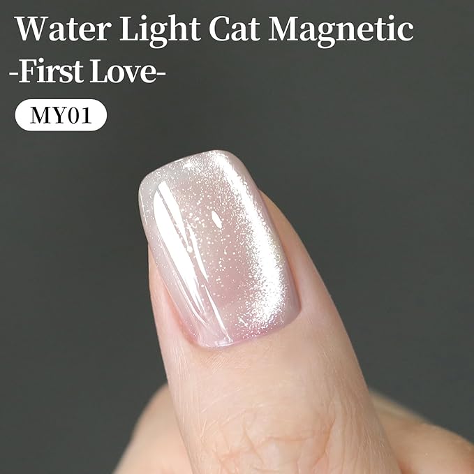 Born Pretty Cat Magnetic Eye Gel Nail Polish,15ML Water Light Silver Magnetic Gel Polish Silver White Jelly Glass Crystal Nail Polish Glitter Shimmer Auroras Gels Nail
