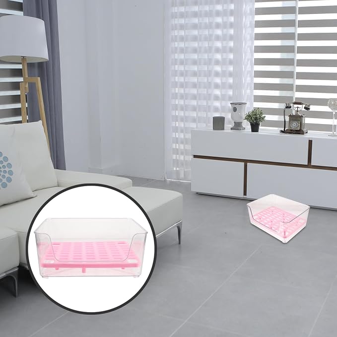 minkissy Pet Litter Box Medium Pink Acrylic Anti-Splash Kitten Litter Pan Potty Elevated Cat Toilet for Indoor Housebreaking