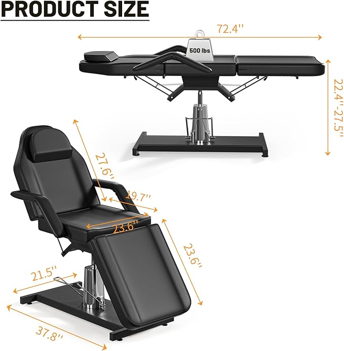 Hydraulic Tattoo Chair Bed for Client Facial Beds for Esthetician Chair Adjustable Facial Bed Spa Chair Massage Table Beauty Tattoo Beds