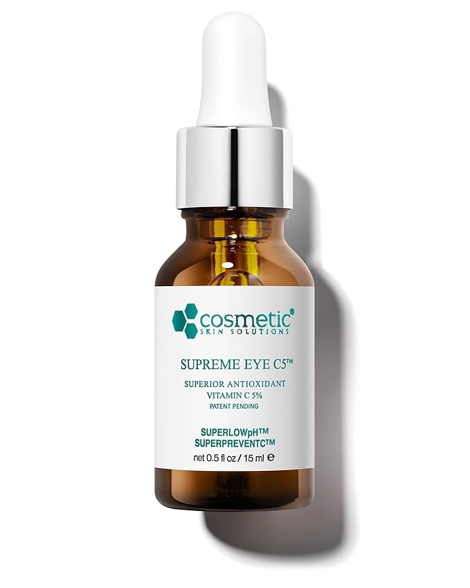 Supreme C5 Vitamin C Eye Gel – Hydrating Undereye Cream with 5% Vitamin C, Hyaluronic Acid & Asiatic Acid – Helps Control Under Eye Circles, Puffiness, Bags & Fine Lines – 0.5 fl oz
