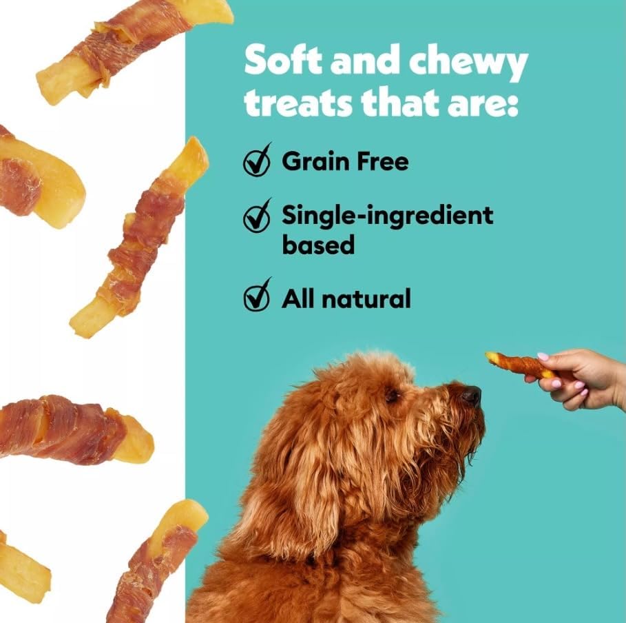 Wiggles & Wags Twists Dog Treats, Chicken & Sweet Potato and Beef & Sweet Potato, Soft and Chewy, 16 oz (Pack of 2), Plus Bone Shaped Waste Bag Dispenser & Roll