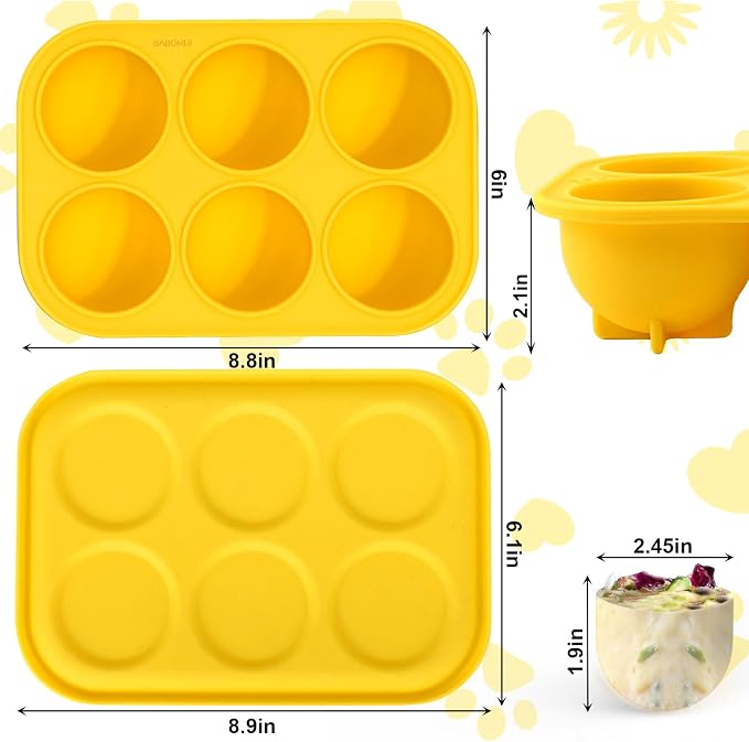 BABORUI 6 Cavities Dog Treat Molds with Lid for Woof Pupsicle XLarge 75lbs Up, Dishwasher Safe, Reusable Frozen Dog Treat Molds Silicone for Making Mix Refills Pops Ice Popsicle Treats (XL & Lid)