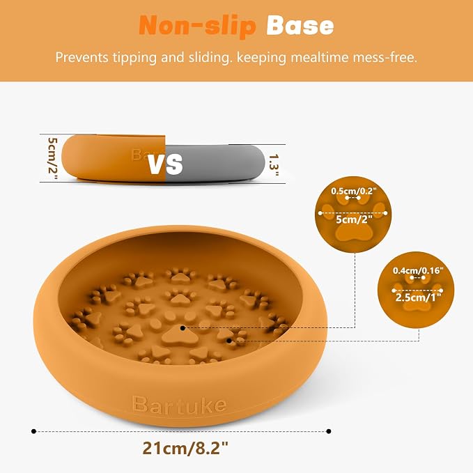 Silicone Dog Lick Bowl, Slow Feeder Dog Bowls with Strong Suction, Orange