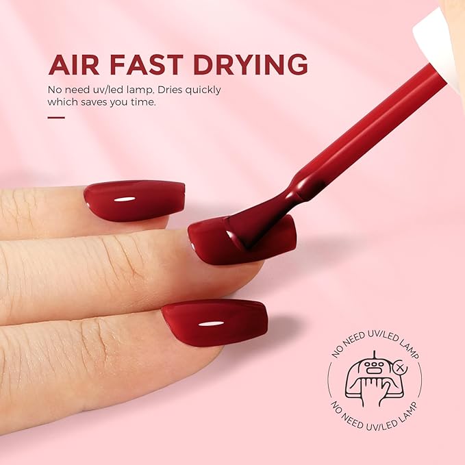 Cherry Red Nail Polish: Quick Dry Nail Polish Fingernail Polish for Women Non Gel Air Drying, Nail Lacquer for Nail Art Manicure Home DIY, 15ML