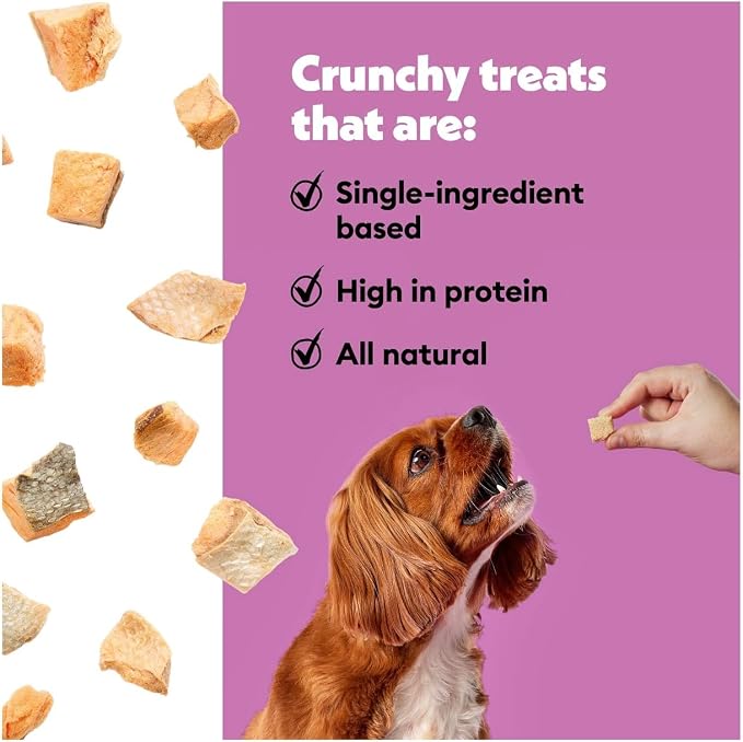 Wiggles and Wags Freeze Dried Salmon Dog Treats, 4 oz, with DN Essentials Bone Shaped Waste Bag Dispenser & Free Roll!