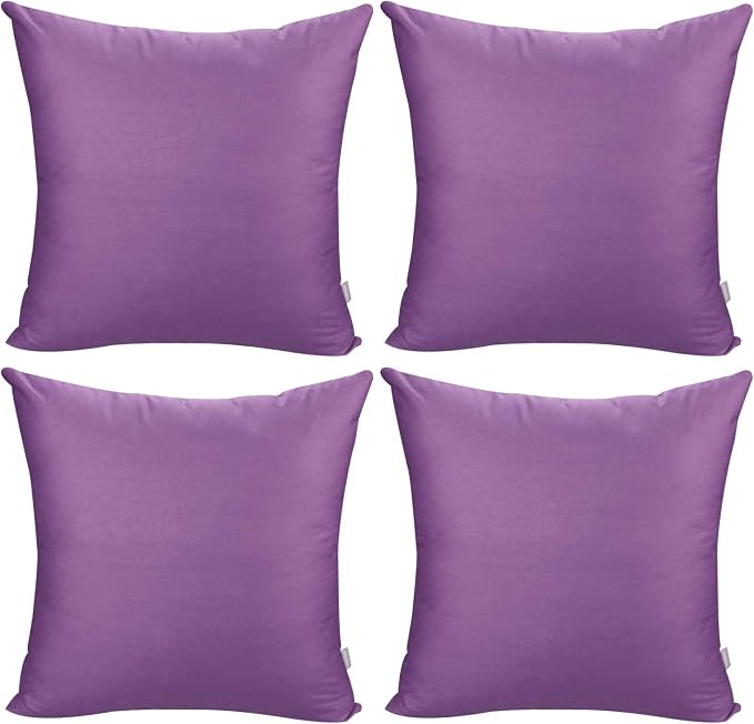 Thmyo 4-Pack 100% Cotton Comfortable Solid Decorative Throw Pillow Case, Square Cushion Cover Pillowcase Sublimation Blank Pillow Covers DIY Throw Pillowcase for Sofa(16x16 inch/ 40x40cm,Purple)