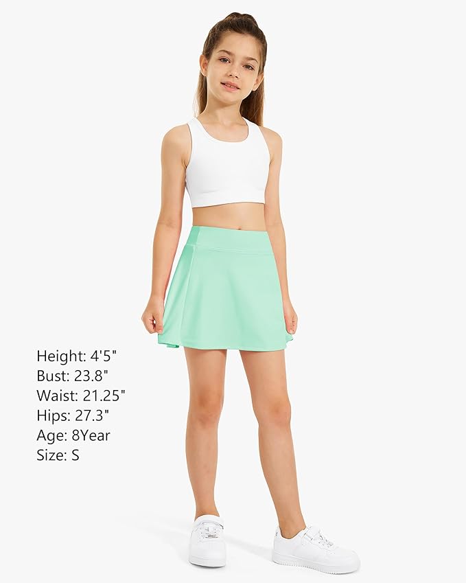 Stelle Girls Tennis Skirts with Pockets Athletic Skorts Inner Shorts High Waisted Sports Golf Running Skirt