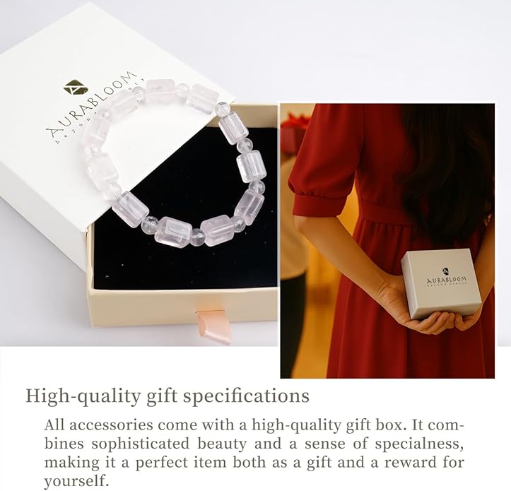 8mm Natural Gemstone Beaded Bracelet for Women, Dainty Round Crystal Stretch Bracelets, Spiritual Healing & Calming Stone Jewelry Gift