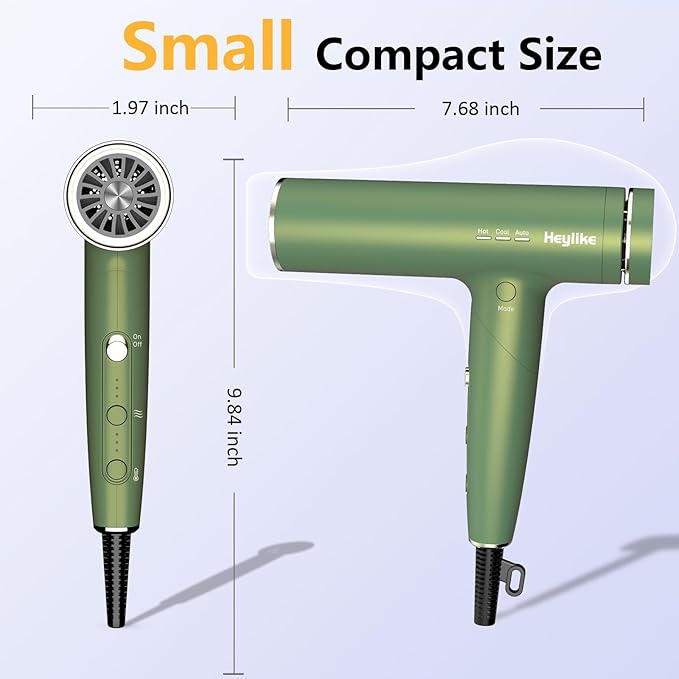 High Speed Plasma Ion Hair Dryer with Diffuser, Professional Blow Dryer 130000 RPM Brushless Motor for Fast Drying,1500W 3Temps/3Speeds Thermo-Control Lightweight Hairdryer for Women Home Travel Salon