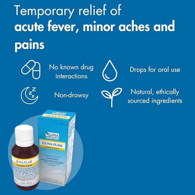 Guna Flam Homeopathic Temporary Relief of Acute Fever, Minor Aches and Pains - 1 Ounce