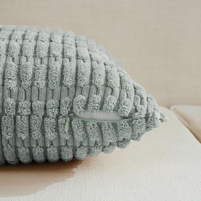 Fancy Homi 4 Packs Decorative Throw Pillow Covers for Living Room Couch Bed, Modern Farmhouse Boho Home Décor Accent Cushion Case, 20" x 20", Grey Blue