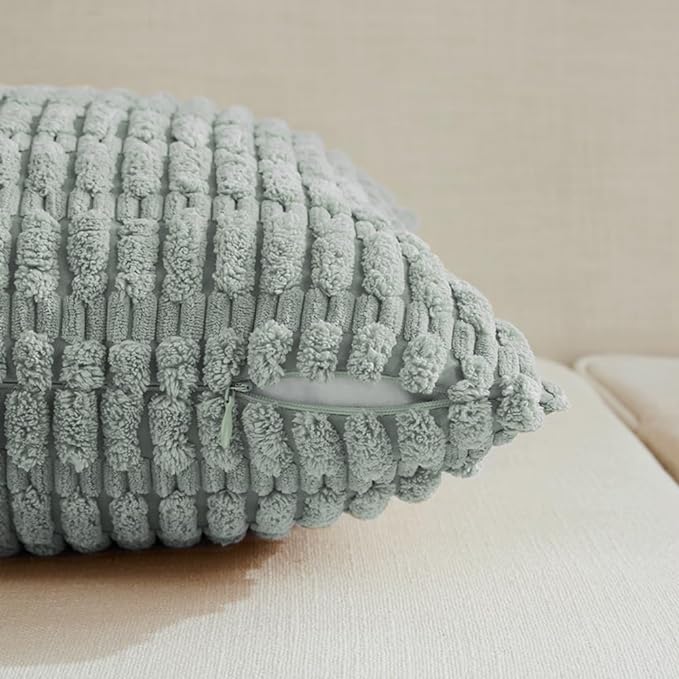 Fancy Homi 4 Packs Decorative Throw Pillow Covers for Living Room Couch Bed, Modern Farmhouse Boho Home Décor Accent Cushion Case, 16" x 16", Grey Blue