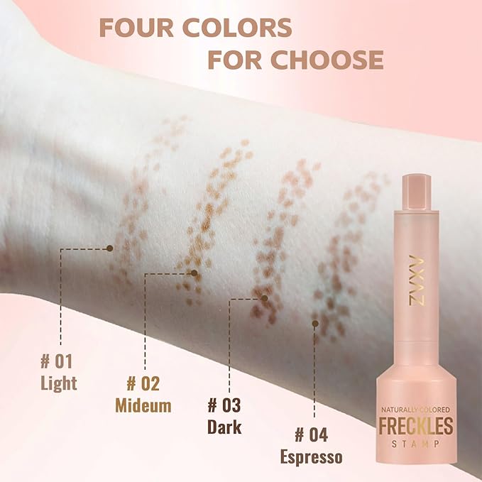 Freckle Stamp, Waterproof Long Lasting Quick Dry Freckle Stamp Pen, 5-Point Faux Freckle Stamp Makeup Tool, 4 Colors Available Natural-Looking Lifelike Sunkissed Face Freckle Makeup (1# Light)