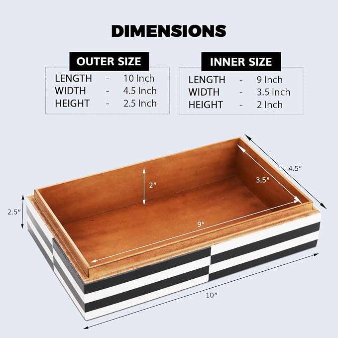 Handicrafts Home Decorative Storage Box 10x4.5 – Remote Control Holder, Jewelry Organizer, Modern Decorative Box with Lid, Boho Chic Home Décor Accent, Vintage Memory Box for Living Room Shelf Décor