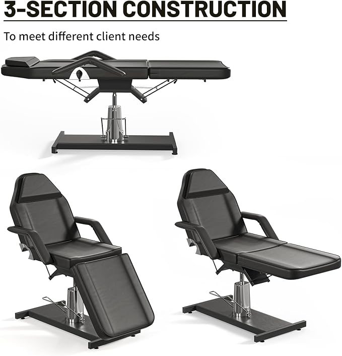 Hydraulic Tattoo Chair for Client with Stool Facial Chairs for Esthetician Bed Adjustable Facial Bed Spa Chair Massage Table