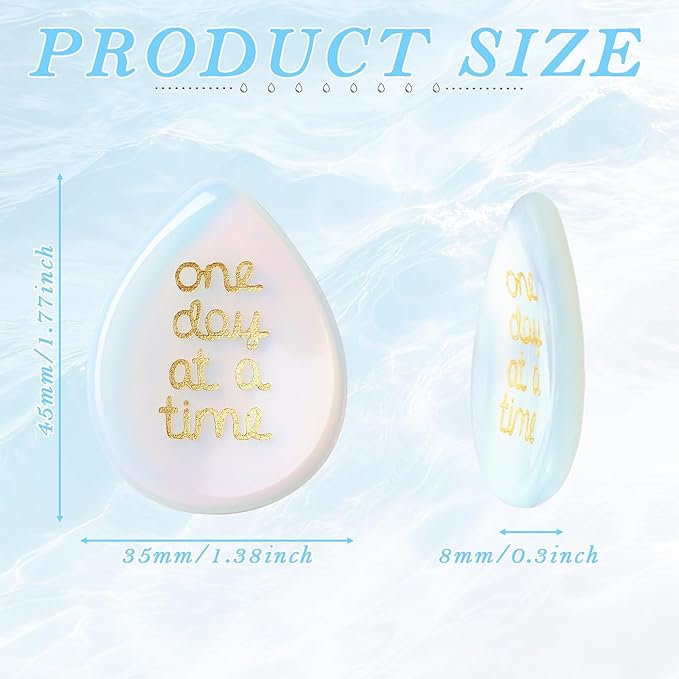 One Day at A Time Opal Thumb Worry Stone for Anxiety Crystals Hand Thumb Stones Pocket Thinking of You Gifts for women Inspirational Worry Stones for Stress Relief You Got This Sobriety Gifts for Her