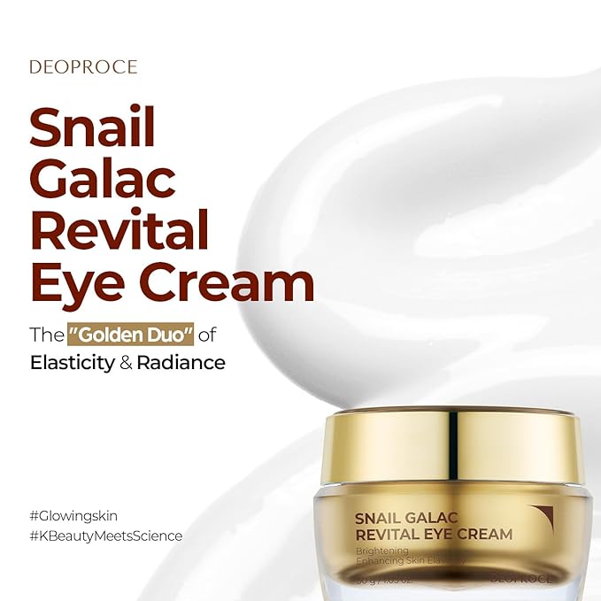 Deoproce Snail Galac Revital Eye Cream, Hydrating & Smoothing Under Eye Cream with Snail Secretion Filtrate & Galactomyces, Korean Skincare, 30g