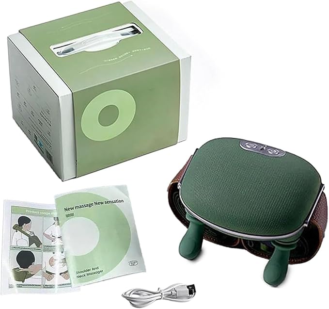 TOlegen Shoulder and Neck Massager, Portable Shiatsu Neck and Shoulder Massager, Electric Deep Tissue 4D Kneading Massage, Portable and Rechargeable for Home and Office (Green)