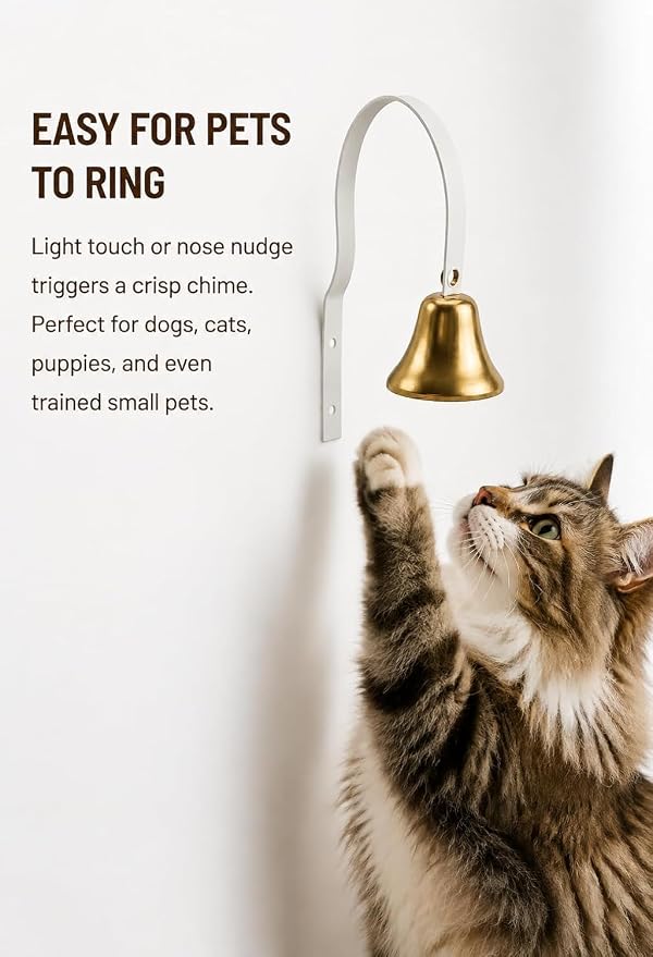 2-Pack Fixed Metal Dog Doorbell for Potty Training - Heavy Duty Steel Wall Mounted Dog Bells for Door to Ring to Go Outside - Complete Housebreaking System for Multi-Dog Homes, No Snag (2Pack White)