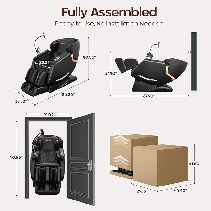 4D Massage Chairs Full Body - 53.5 Extend Sl Track Shiatsu Massage Chair - Zero Gravity Massage Chair,11 Massage Techniques,Core Heating & 22 Airbag, Smart Foot Rollers,Ai Voice, Yoga Mode