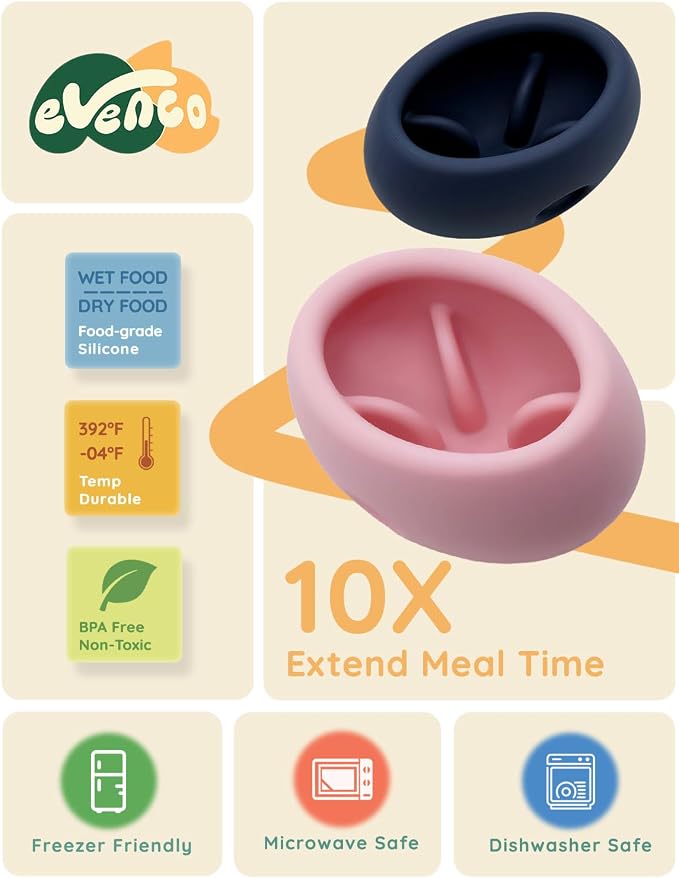 2-in-1 Dog Enrichment Toy & Slow Feeder - Interactive Freeze Licking Bowl and Treat Dispenser for Dogs, Relieves Boredom and Anxiety (5.3" x 3.75" x 2.95", Pink)