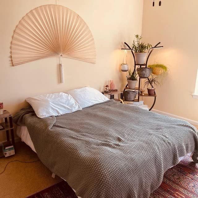 ChumDecor Bamboo Fan Wall Decor, Japanese Wall Fan Decoration, Ivory 60 in | Giant Oversized Oriental and Asian Style Hanging Decoration for Above the Bed Headboard or a Tall Stairwell Landing