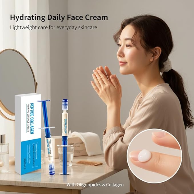 Hydrating Oligopeptide Collagen Cream with Allantoin | Lightweight Daily Moisturizer for Soft, Comfortable Skin | Non-Greasy Face Lotion for Morning & Night Skincare