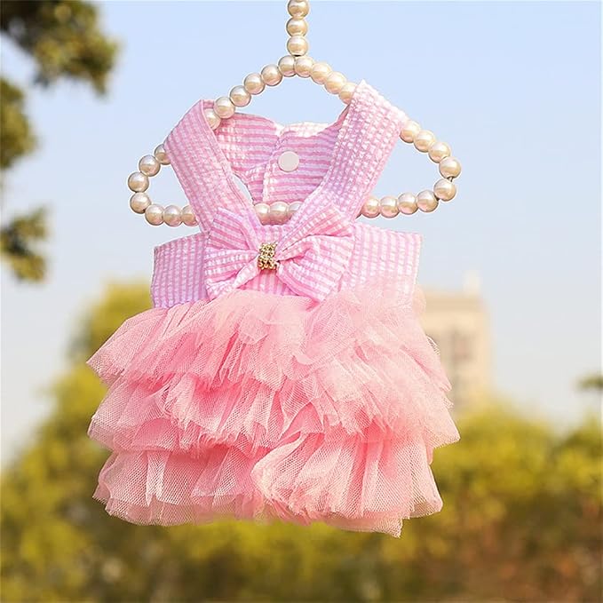 Dog Dresses, Fashion Pet Dog Clothes, Striped Mesh Puppy Dogs Princess Dresses (Purple/Pink(4pack), X-Small)