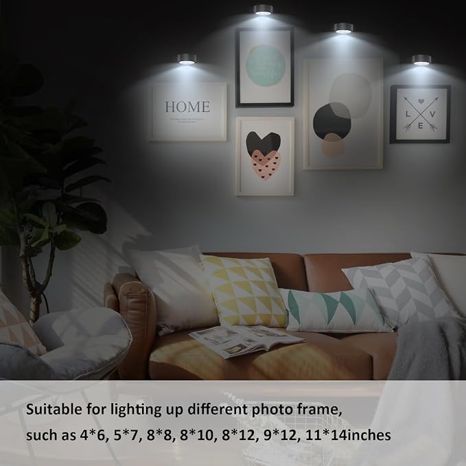 3Pcs Battery Operated Picture Light, Magnetic Painting Light with Remote, Dimmable Timer Art Display Light with 3 Light Modes for Dartboard Frame Picture Portrait,Wireless Wall Decor Puck Lights